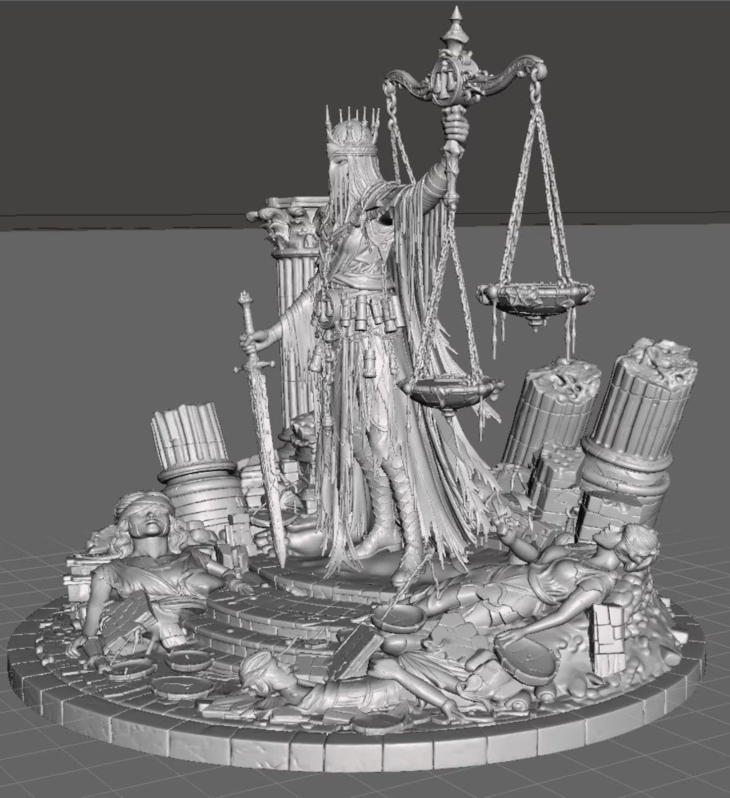 Last Judge - Vista posteriore render 3D grigio