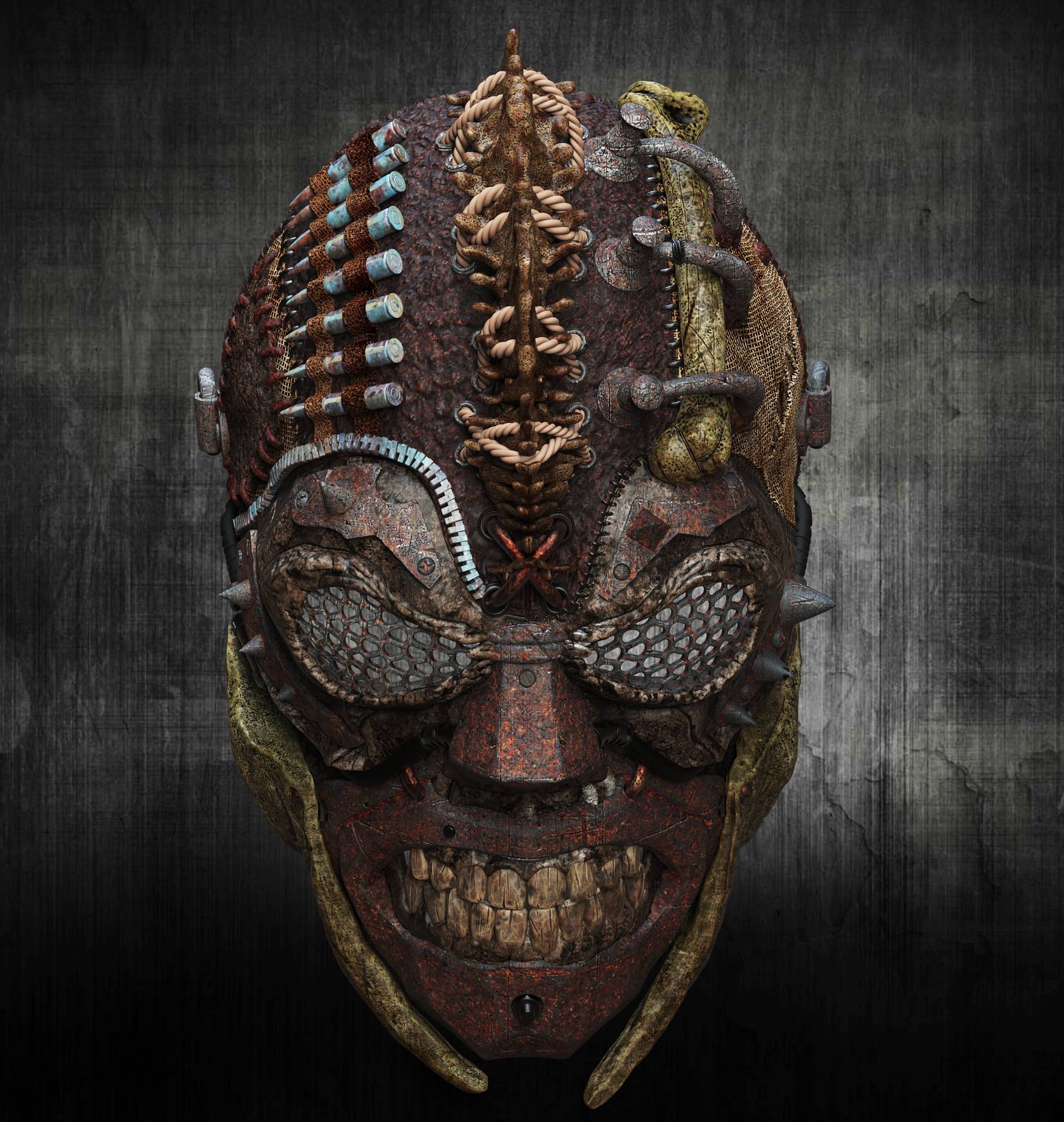 Apocalypto, dettaglio calotta con proiettili e corde — Hero Craft 3D