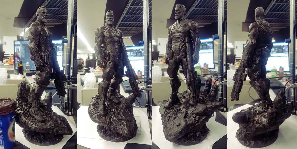 Trek statua cyborg militare versione fisica stampata, primer grigio opaco, busto