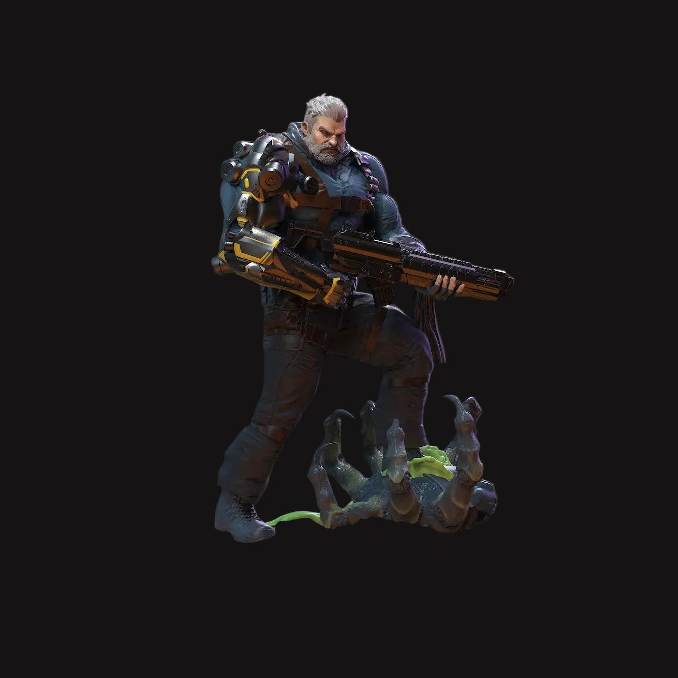 Alien Killer statua fantascienza in resina poliuretanica da collezione dipinta a mano profilo destro  Hero Craft 3D