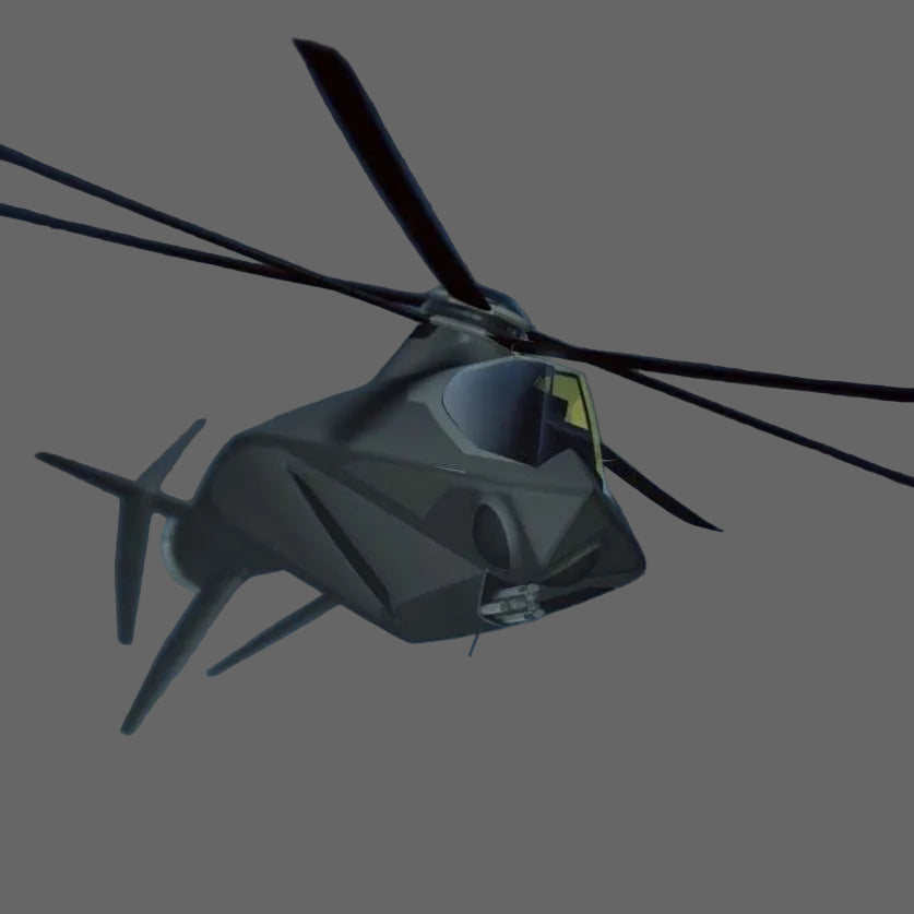 RAH-35 Comanche Stealth elicottero futuristico in resina - render wireframe vista frontale