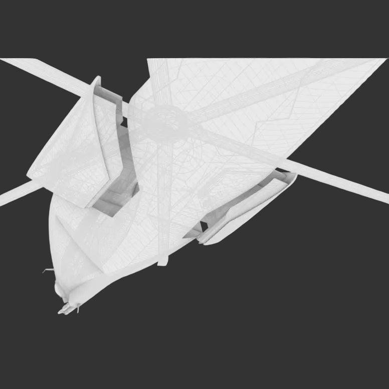 RAH-35 Comanche Stealth elicottero futuristico in resina - vista frontale dal basso sistema missilistico