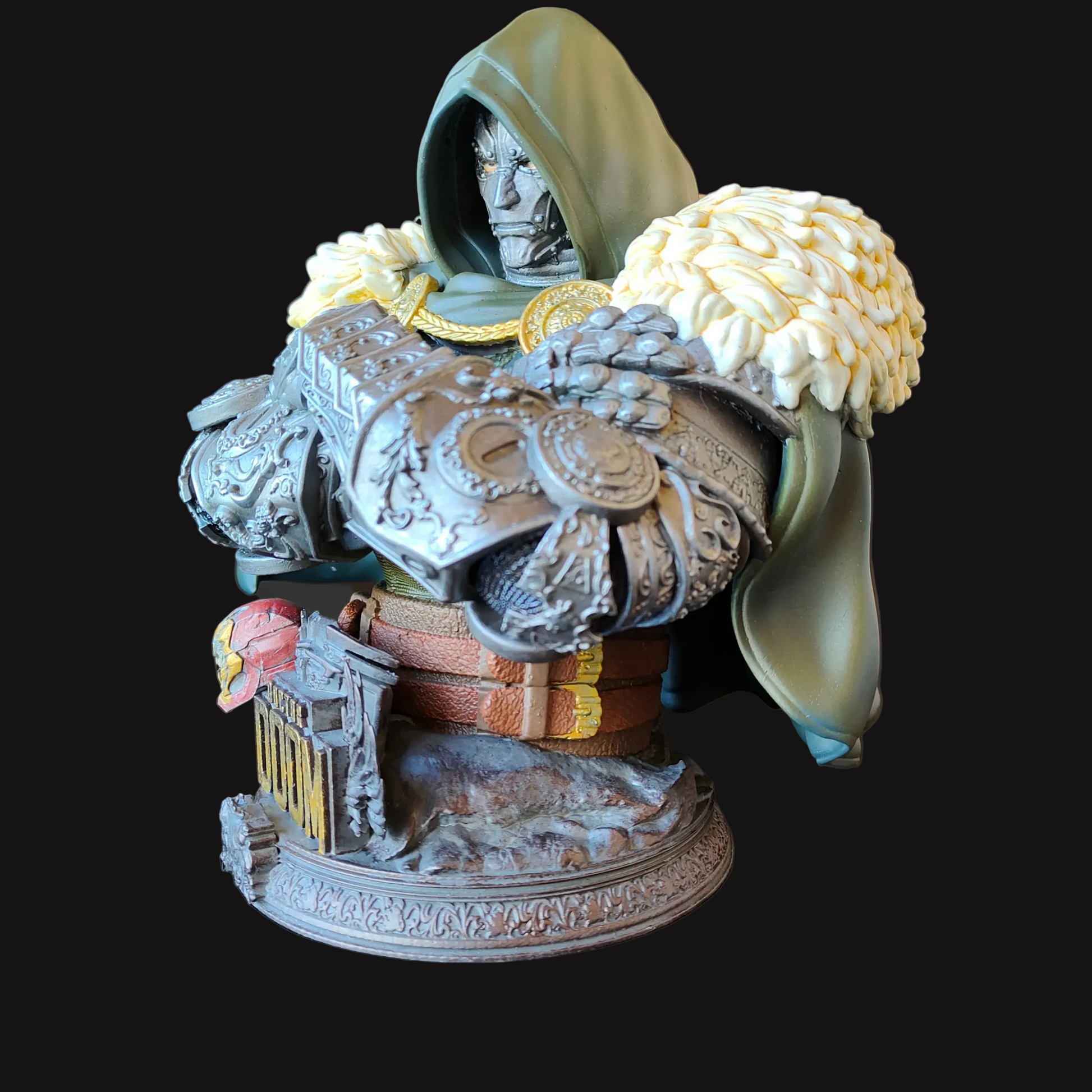 "Doctor Doom handmade resin statue angle view - Hero Craft 3D"