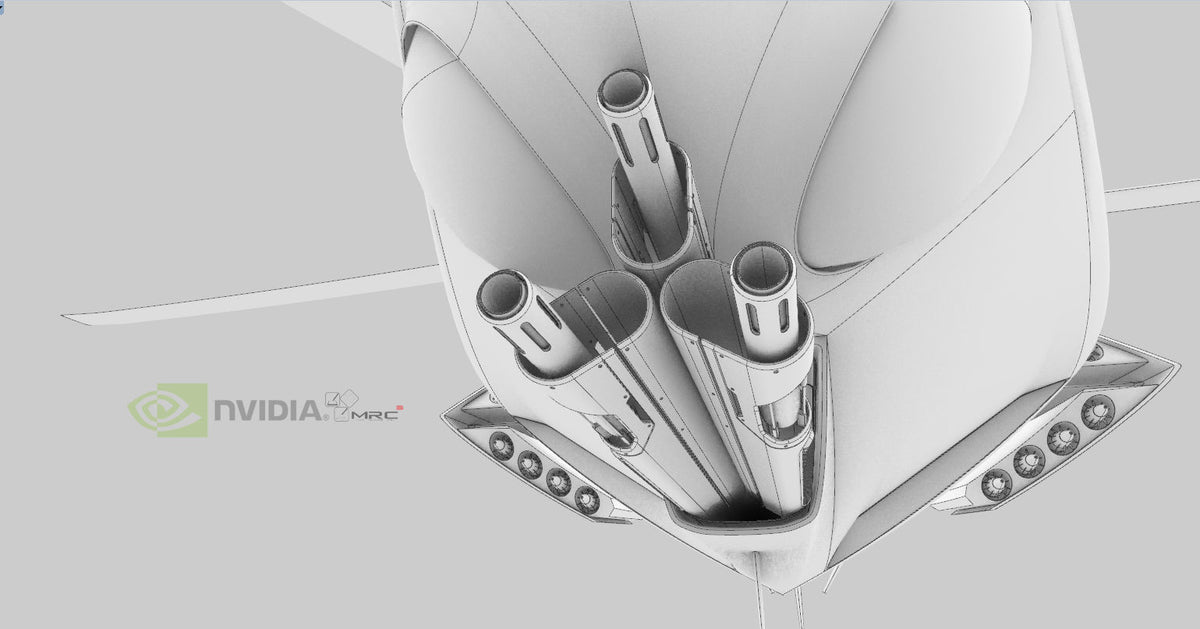 NVIDIA RTX Helicopter Concept modello in resina - vista frontale bassa no painting bianco