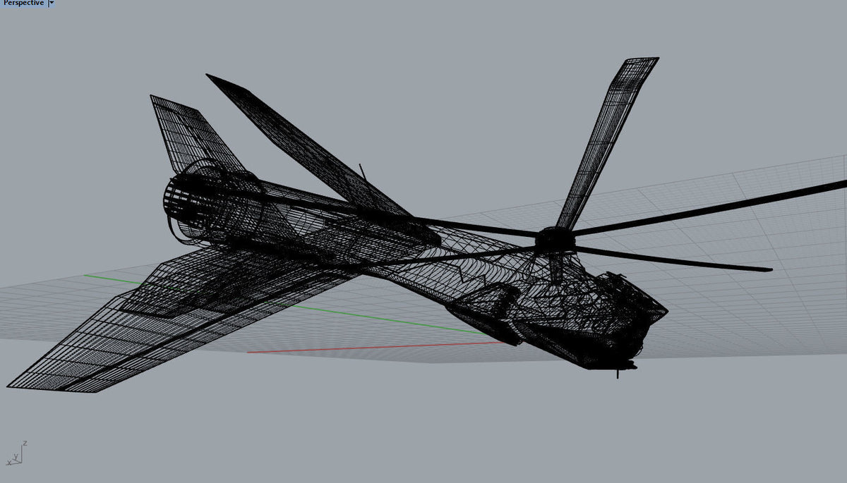 NVIDIA RTX Helicopter Concept modello in resina - vista superiore no painting struttura rotore