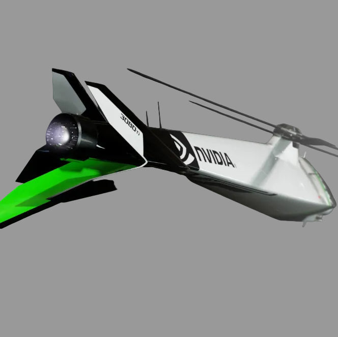 NVIDIA RTX Helicopter Concept modello in resina - vista laterale livrea verde RTX bianco nero