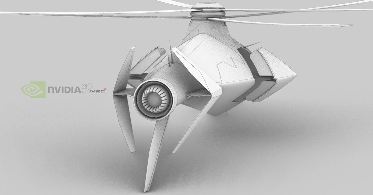 NVIDIA RTX Helicopter Concept modello in resina - vista tre quarti posteriore livrea RTX
