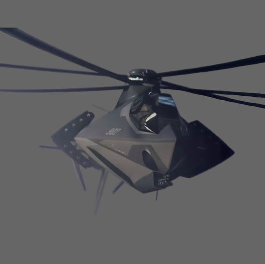 RAH-35 Comanche Stealth elicottero futuristico in resina - vista laterale livrea verde militare