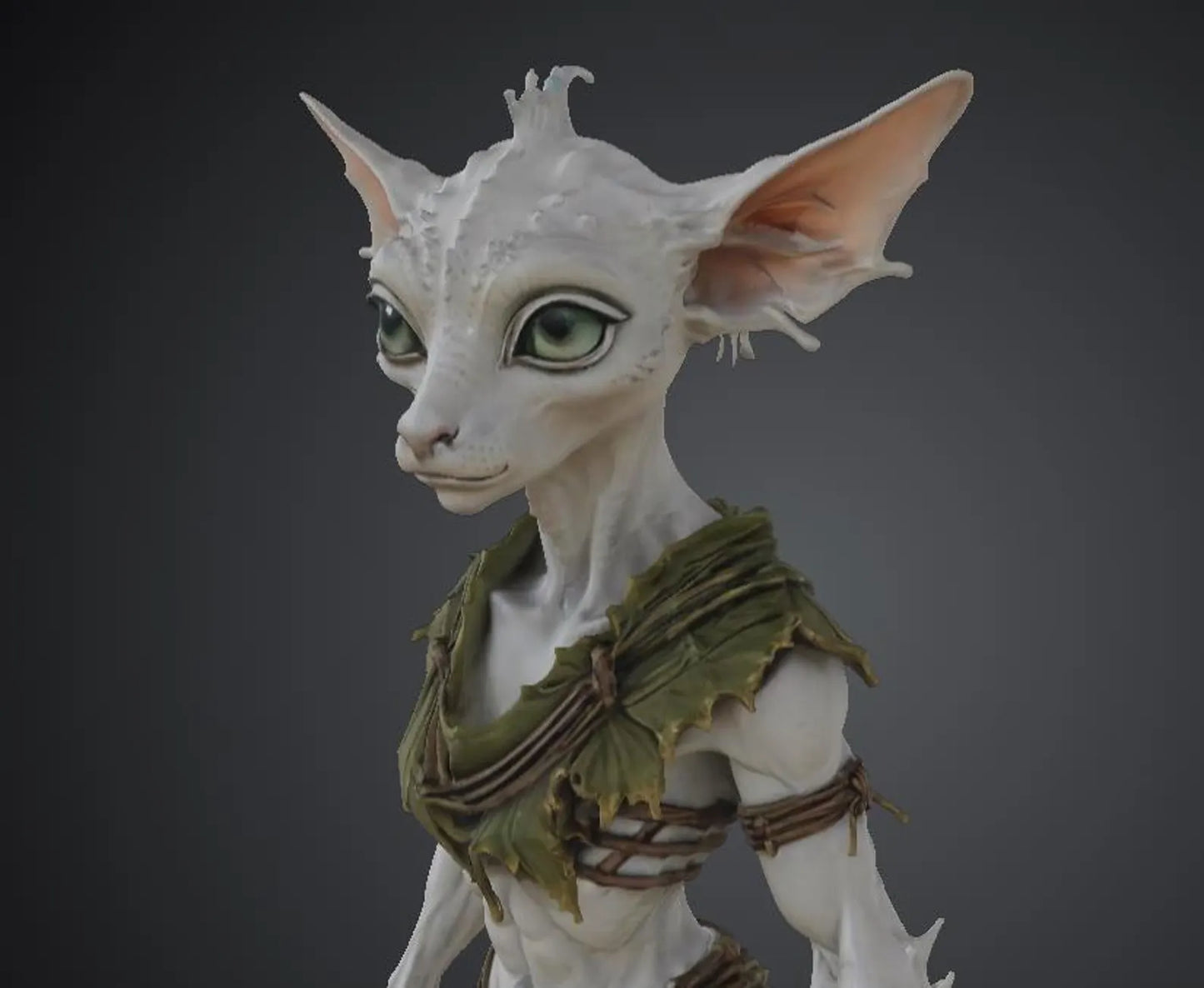 Sylvara — vista posteriore, dettaglio abito di foglie — Hero Craft 3D