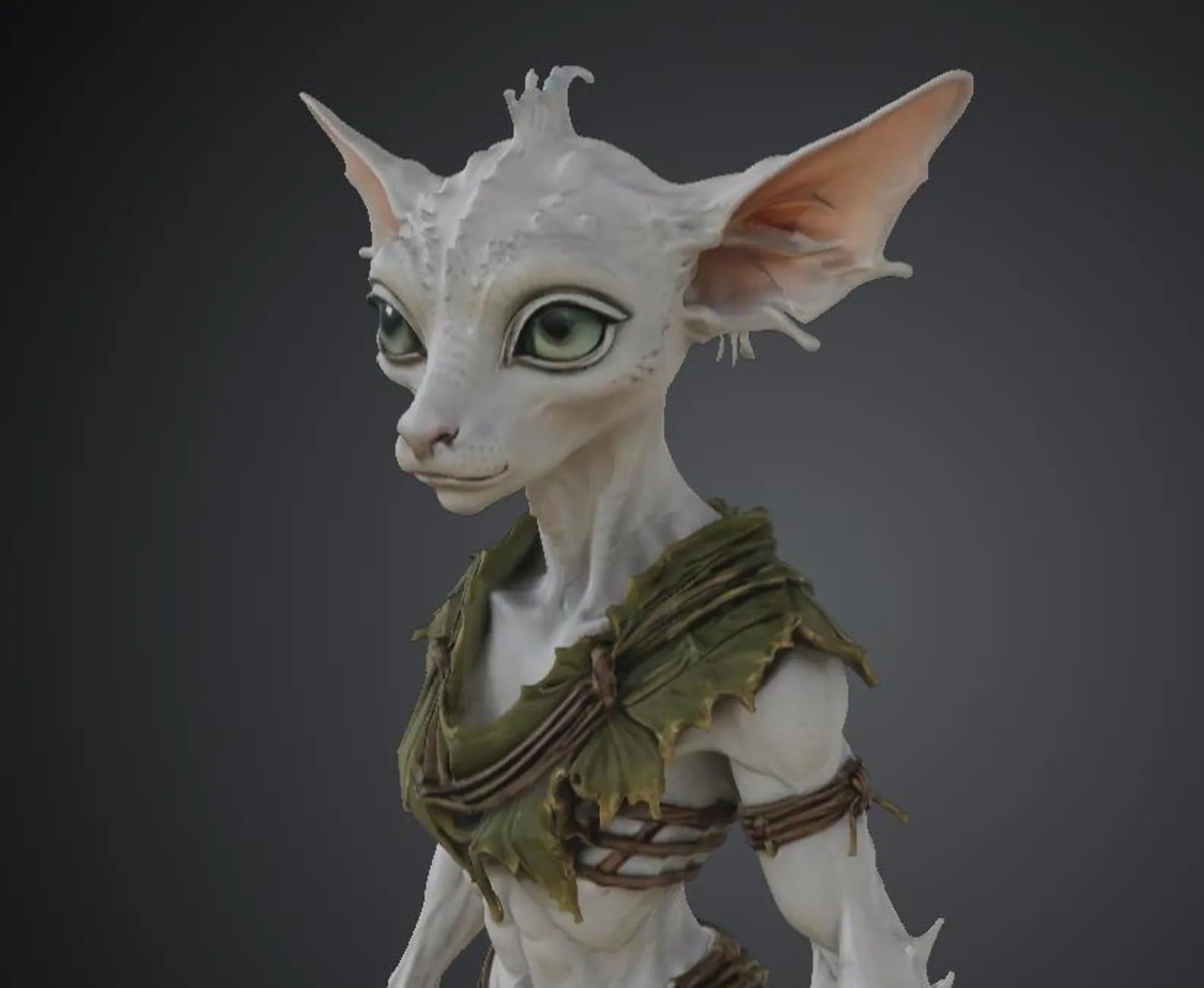 Sylvara — vista posteriore, dettaglio abito di foglie — Hero Craft 3D