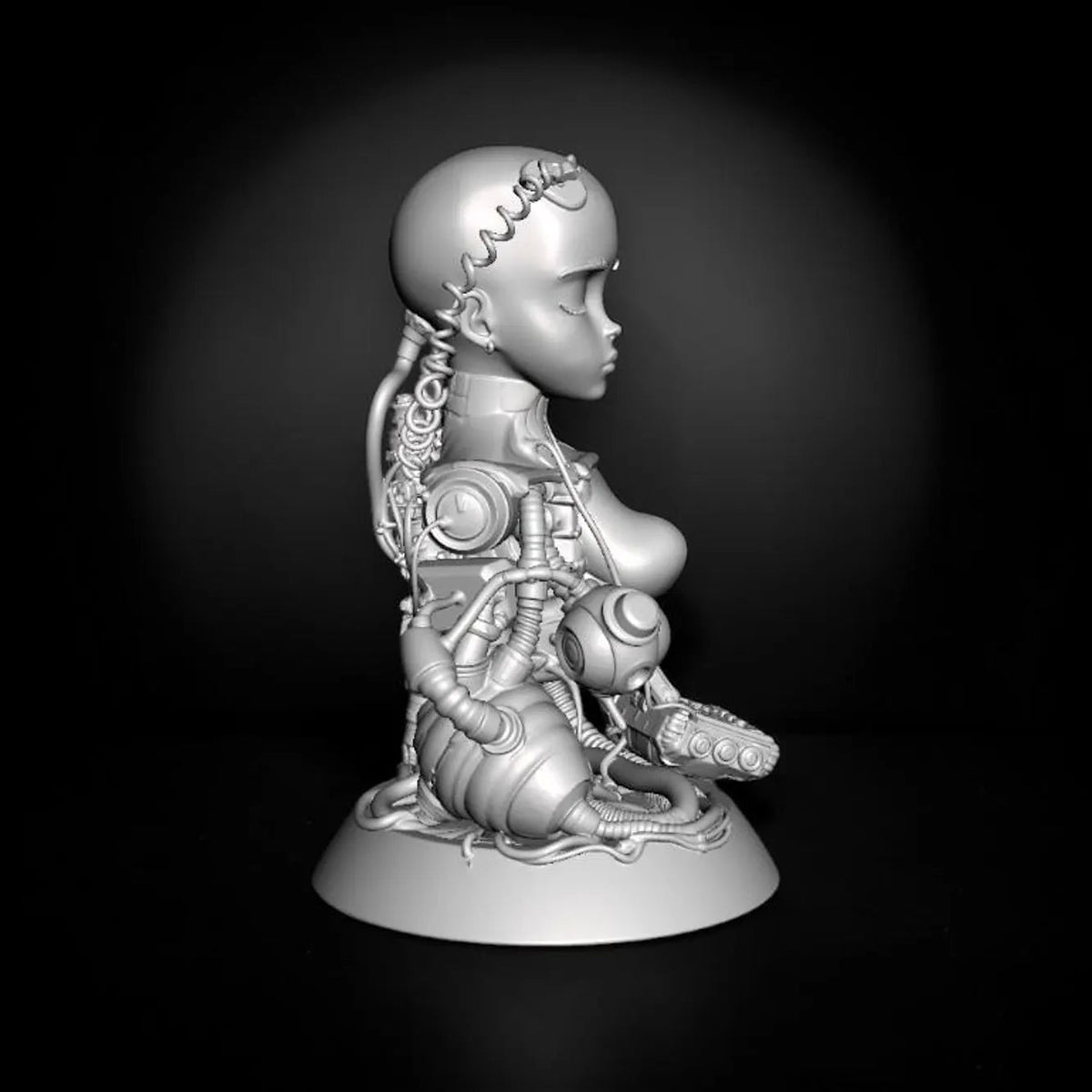 Nexus L'Anima della Macchina — Busto da Collezione in Resina, vista laterale sinistra render, finitura primer | Hero Craft 3D