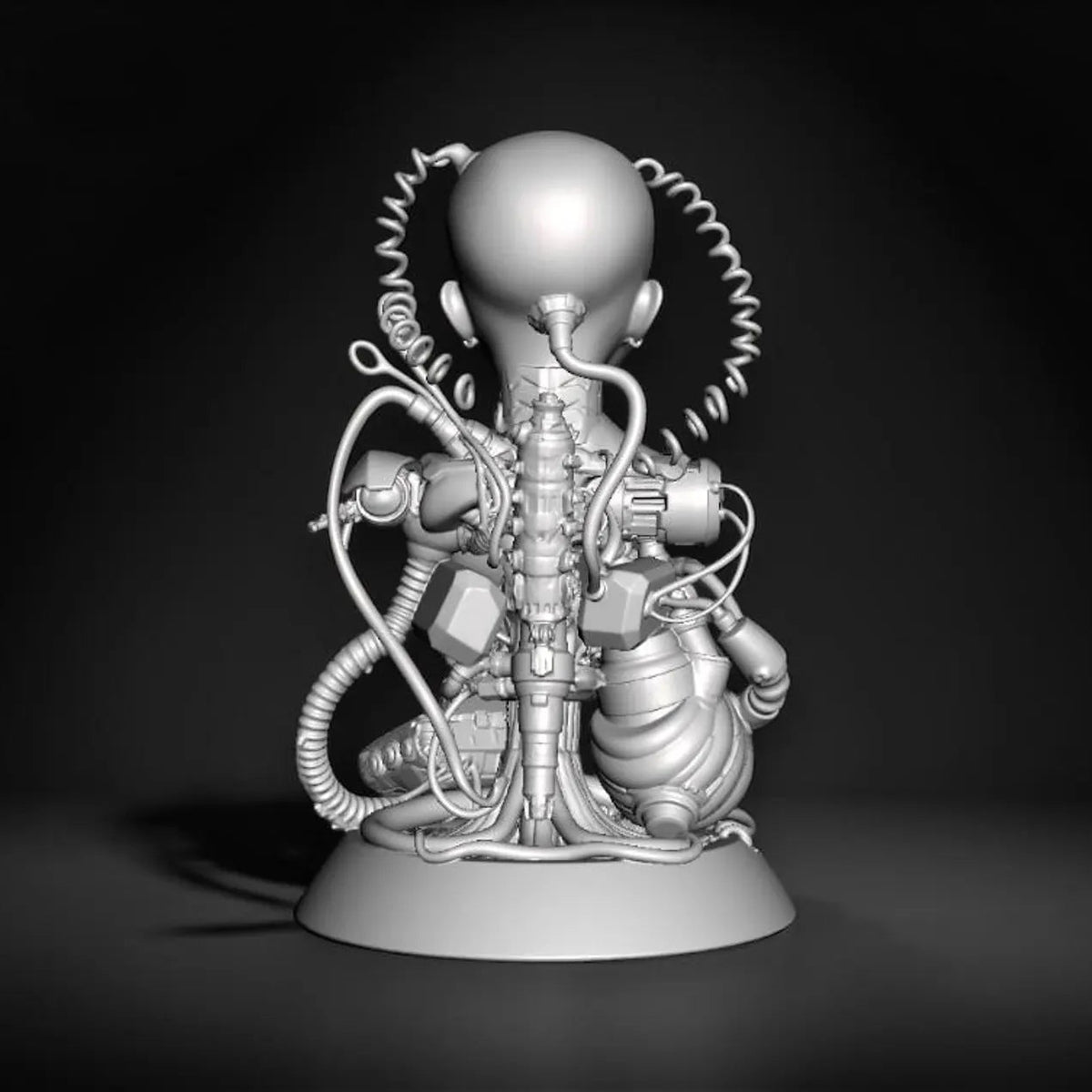 Nexus L'Anima della Macchina — Busto da Collezione in Resina, vista posteriore render, finitura primer | Hero Craft 3D