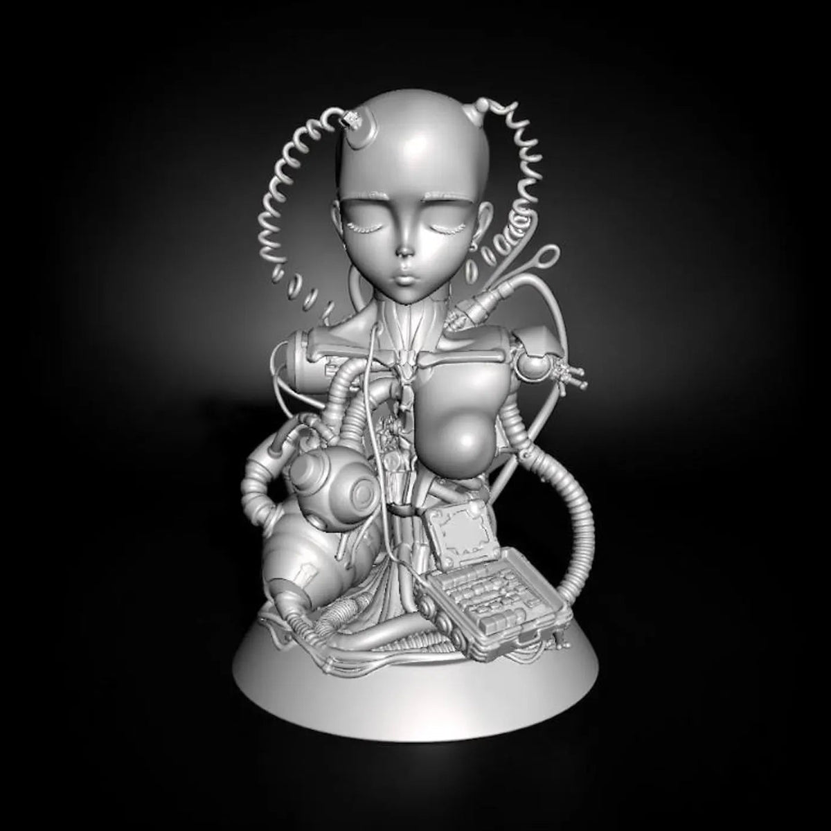 Nexus L'Anima della Macchina — Busto da Collezione in Resina, vista frontale render, finitura primer | Hero Craft 3D