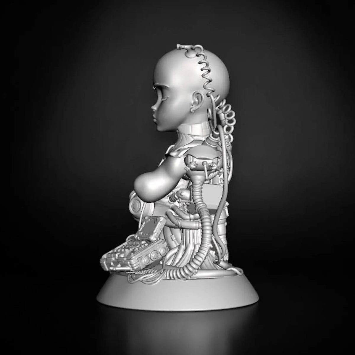 Nexus L'Anima della Macchina — Busto da Collezione in Resina, vista laterale destra render, finitura primer | Hero Craft 3D