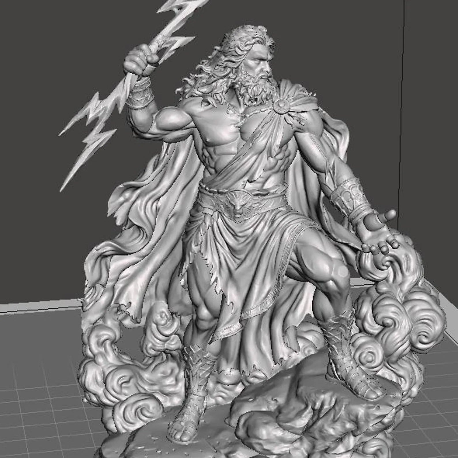 Zeus statua resina - vista frontale bassa