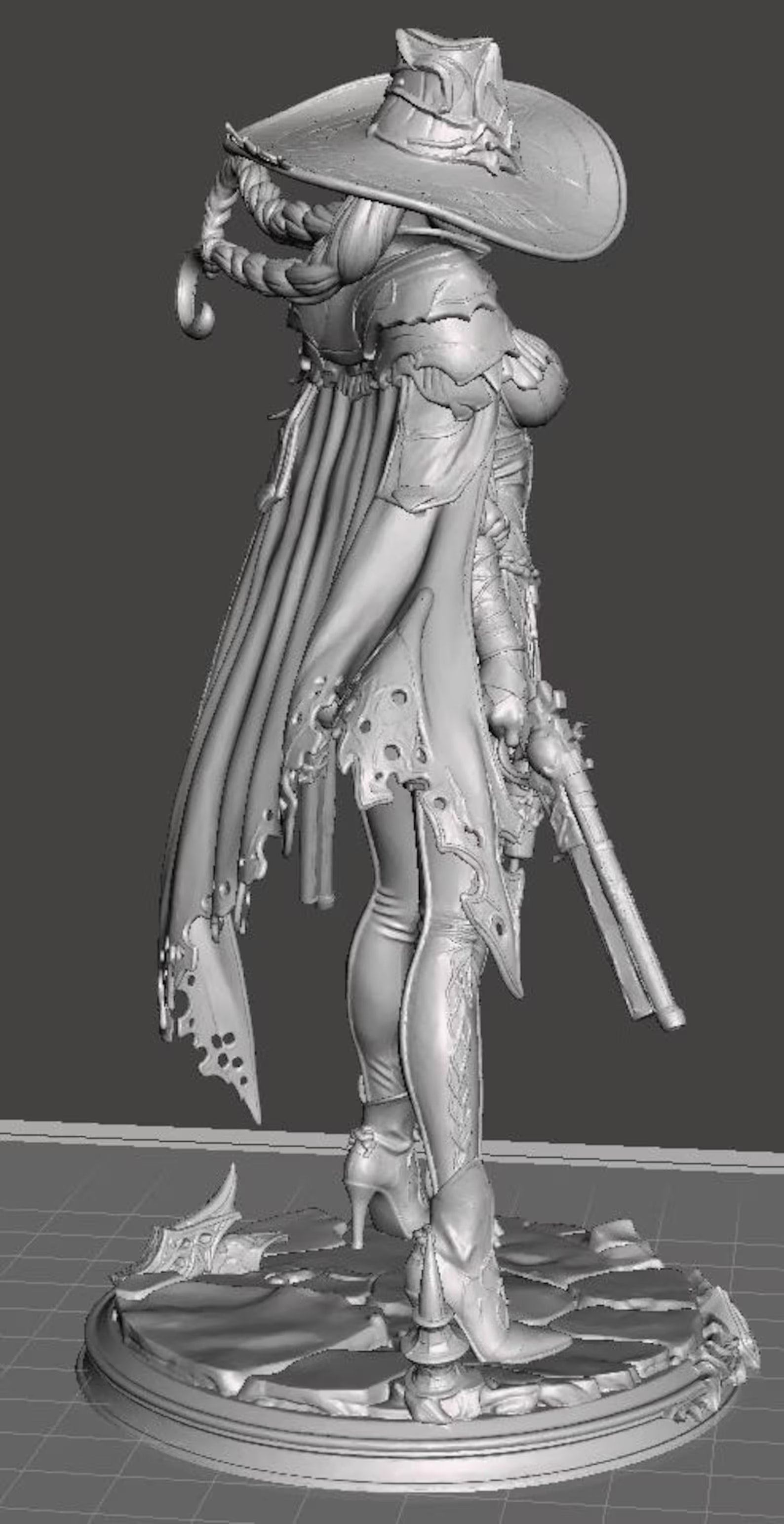 Shadowgunslinger - Vista laterale render 3D grigio