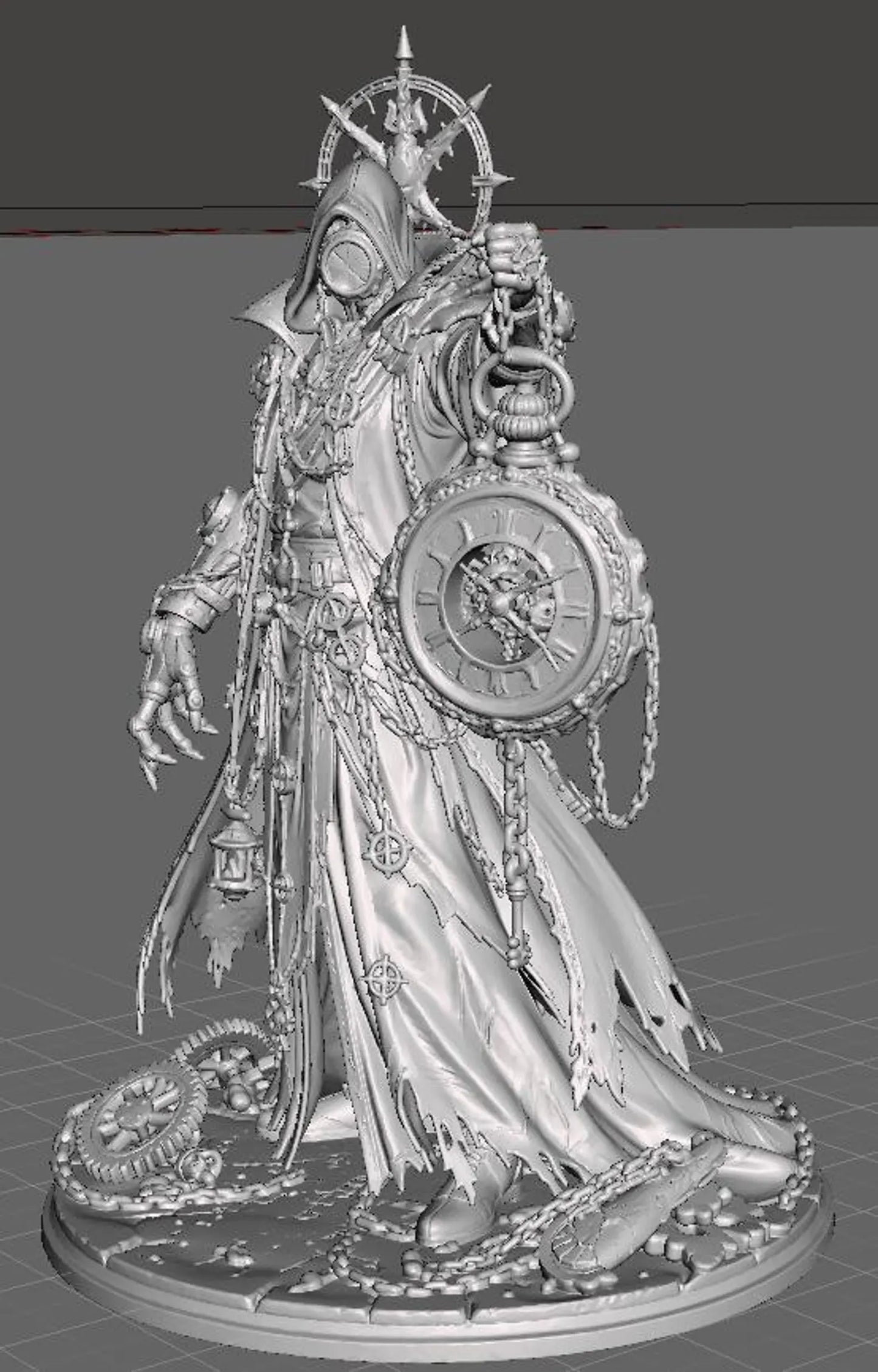 Timekeeper - Vista frontale render 3D grigio