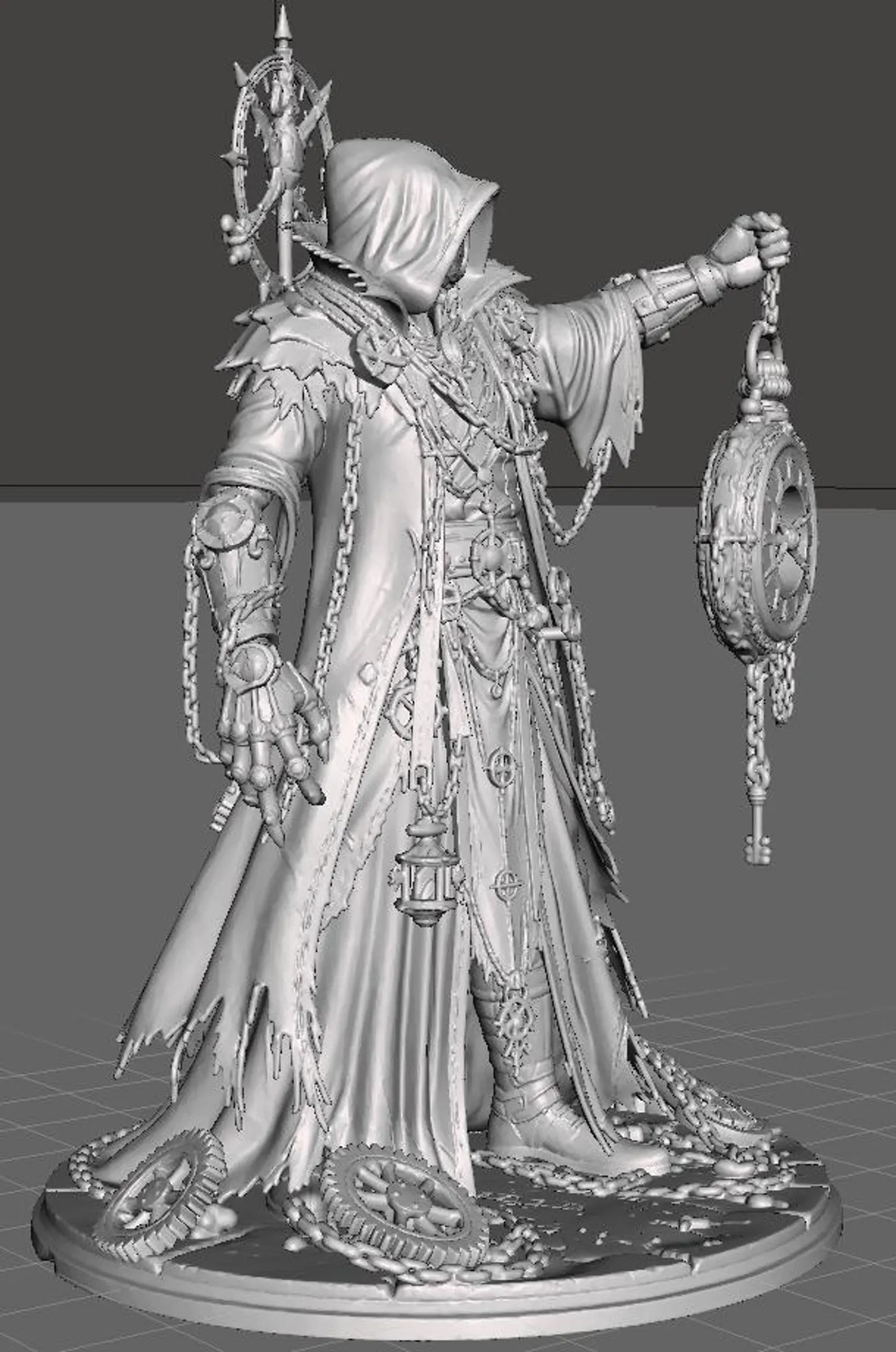 Timekeeper - Vista laterale destra render 3D grigio