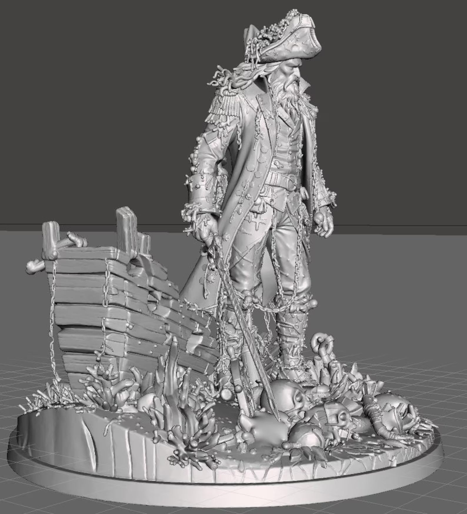 Drowned Admiral - Vista frontale completa con base render 3D