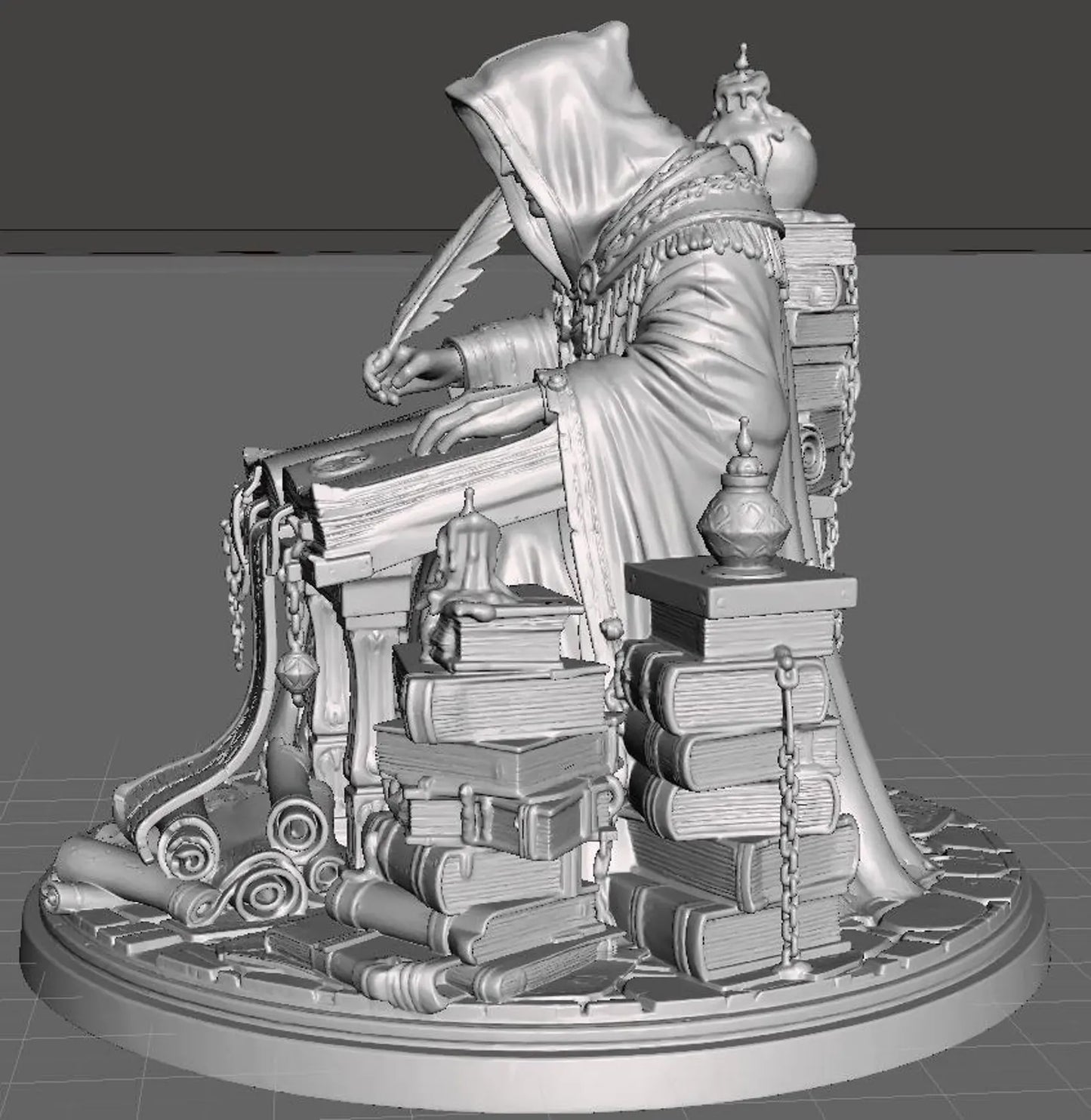 The Dark Scribe - Statua Scriba Oscuro in Resina - Vista posteriore