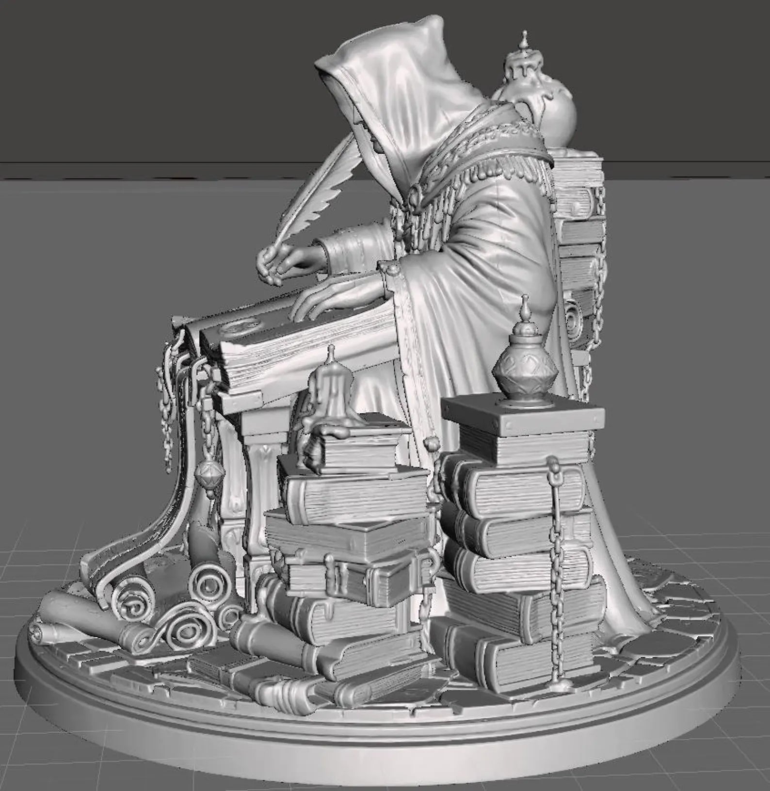 The Dark Scribe - Statua Scriba Oscuro in Resina - Vista posteriore