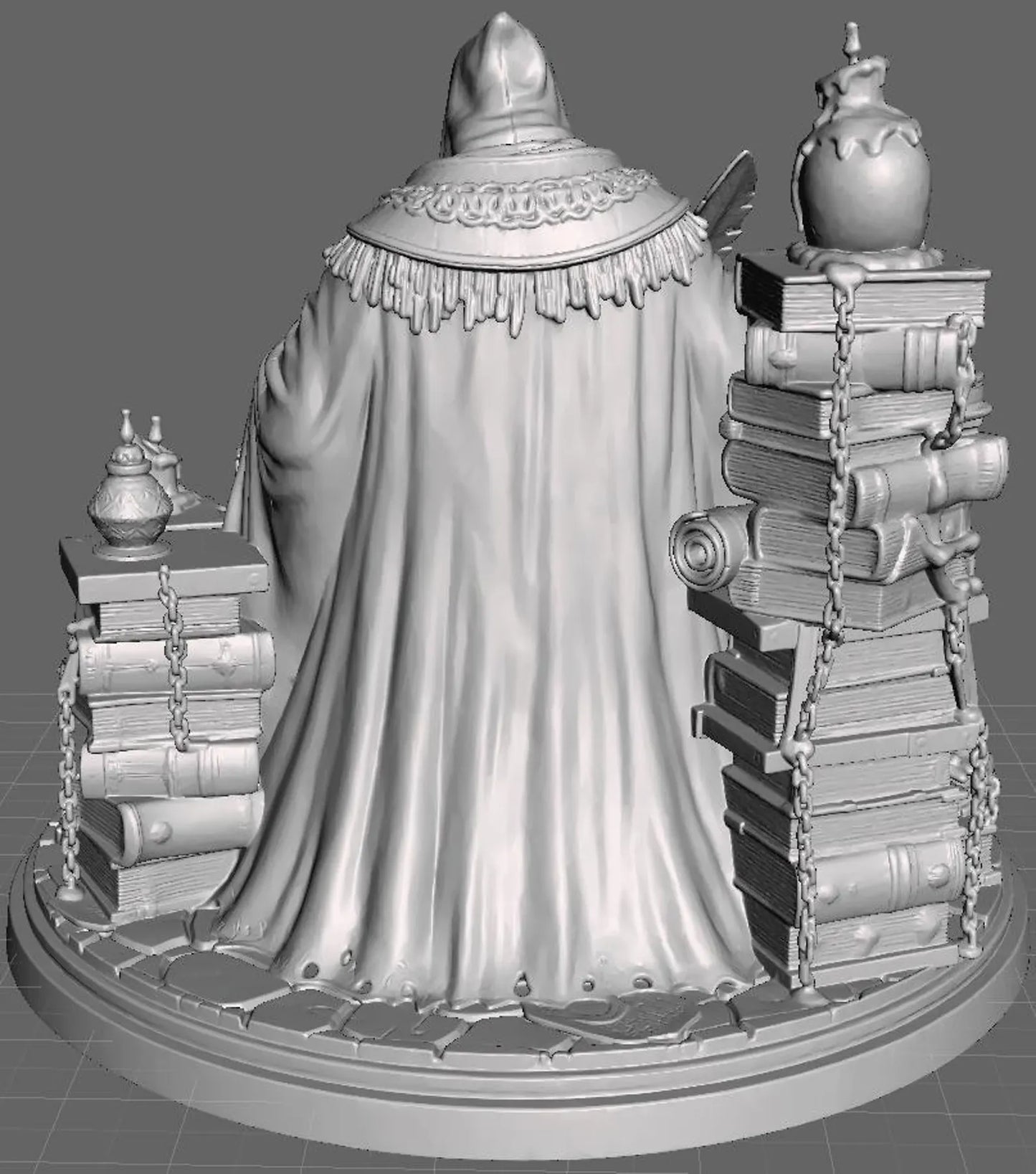 The Dark Scribe - Statua Scriba Oscuro in Resina - Vista laterale destra