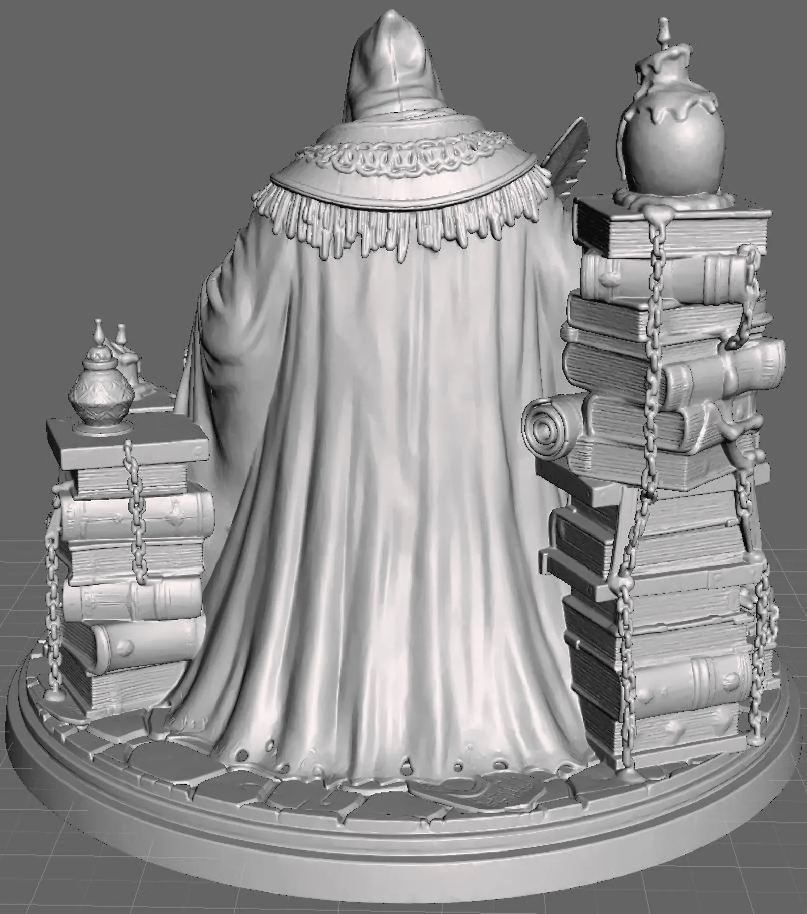 The Dark Scribe - Statua Scriba Oscuro in Resina - Vista laterale destra