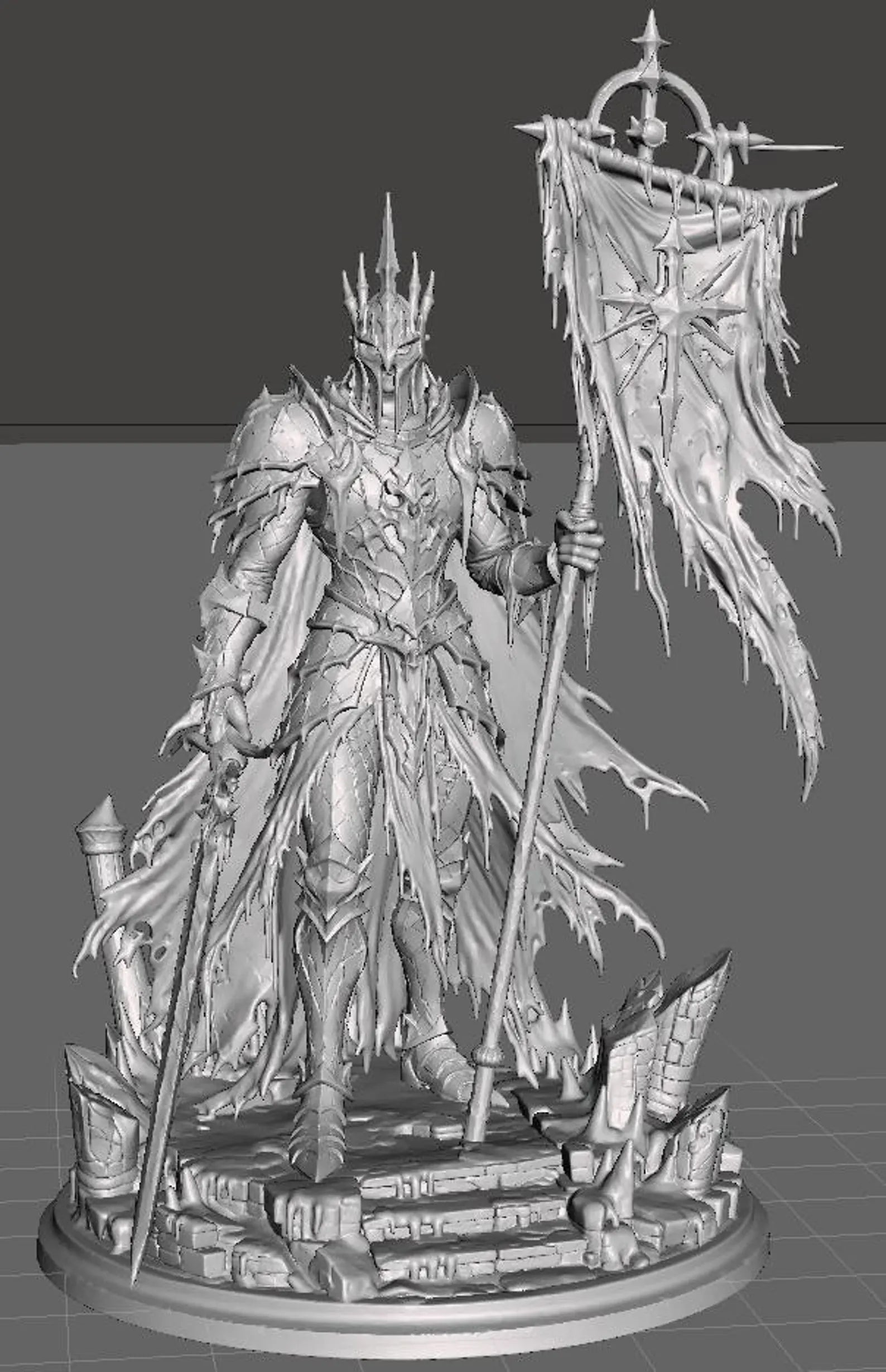 Frost Revenant - Vista frontale render 3D grigio
