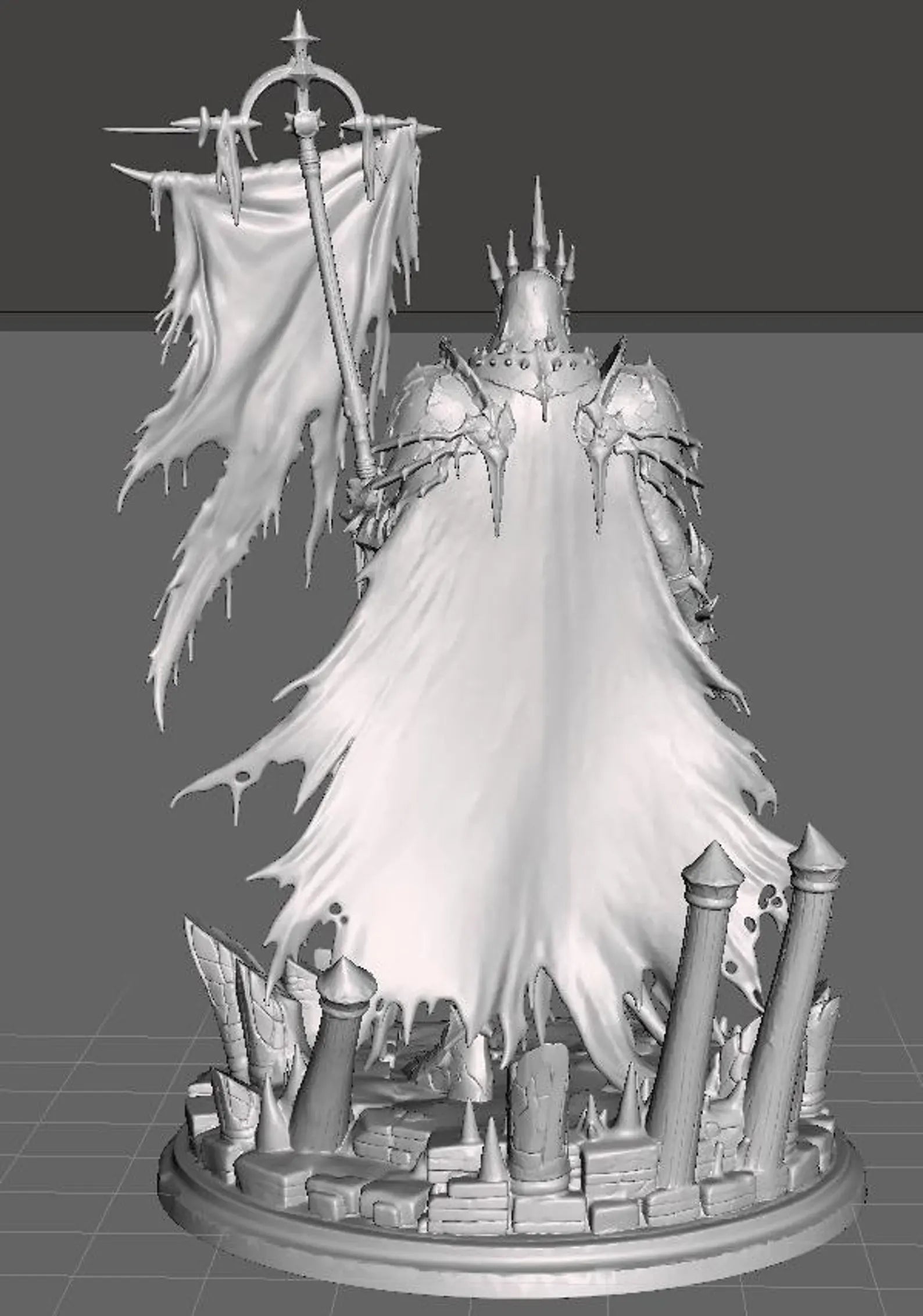 Frost Revenant - Vista posteriore con mantello render 3D