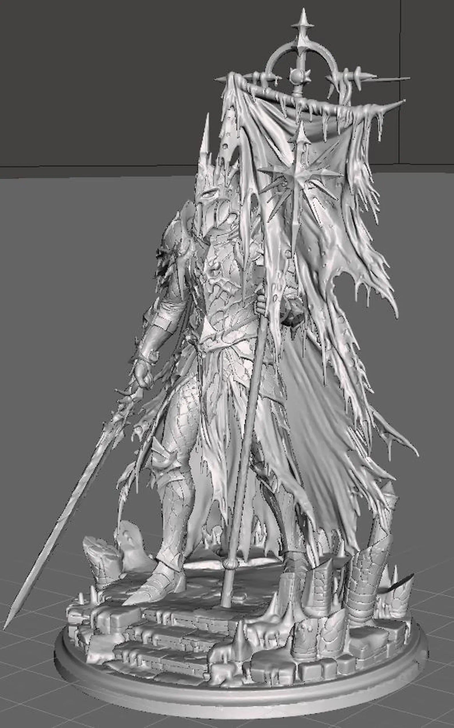 Frost Revenant - Vista laterale destra con stendardo render 3D
