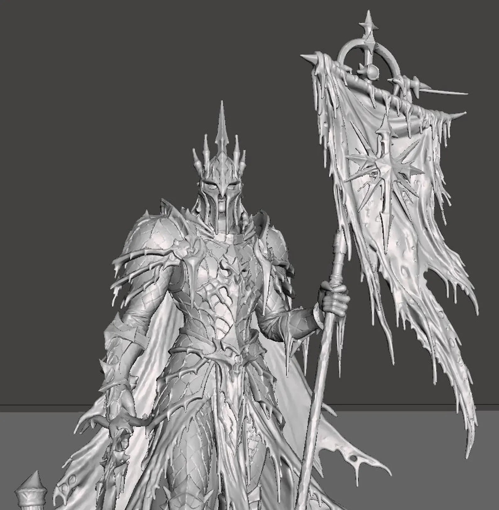Frost Revenant - Vista laterale sinistra render 3D grigio