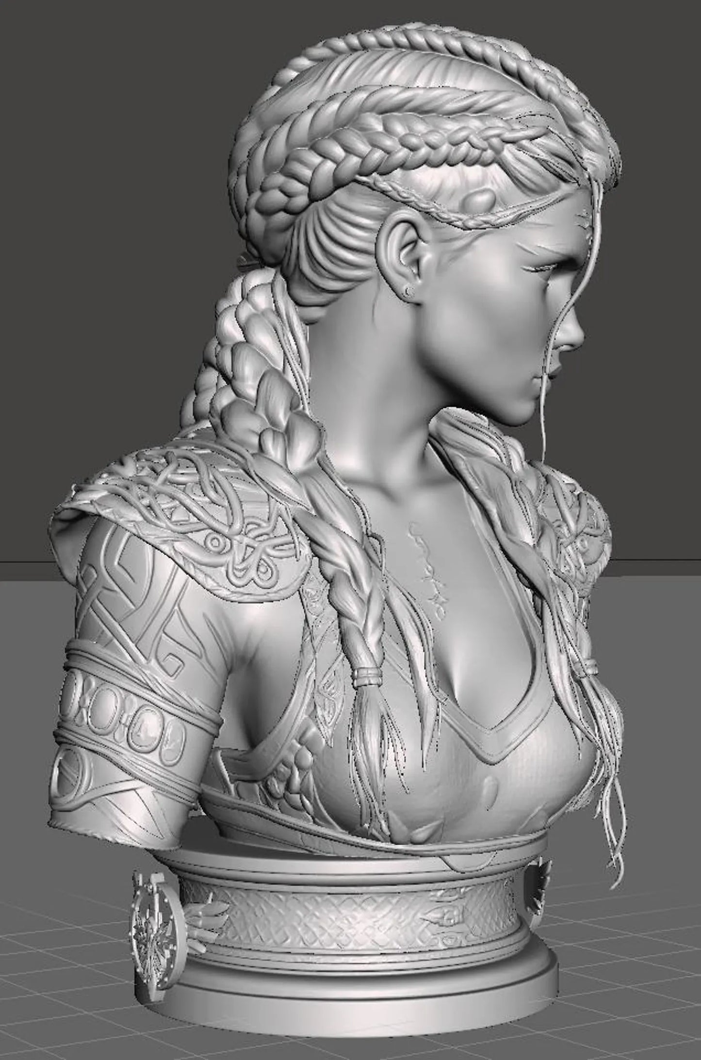 Runemark Huntress - Vista posteriore con treccia e faretra render 3D