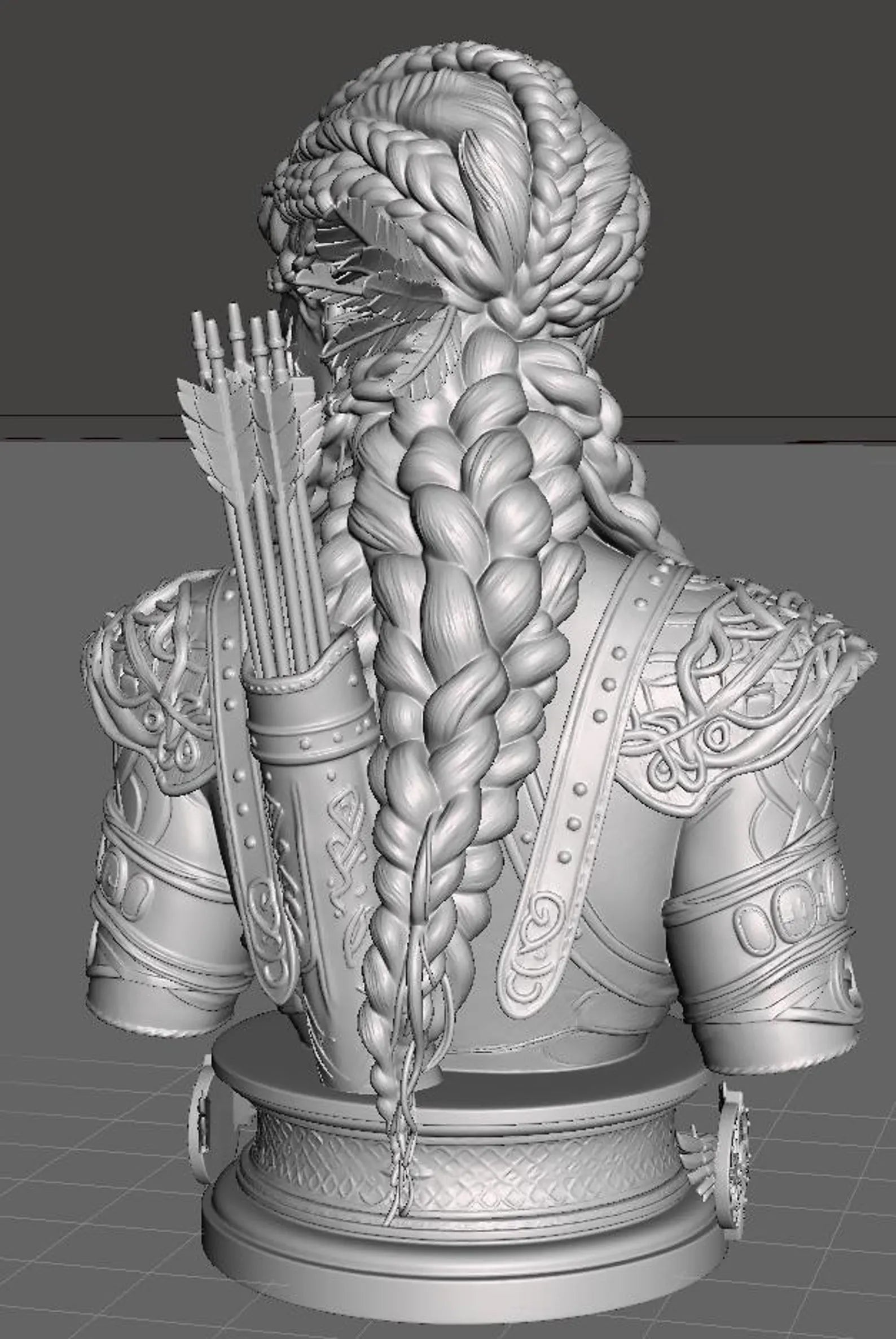Runemark Huntress - Dettaglio viso con tatuaggi runici render 3D