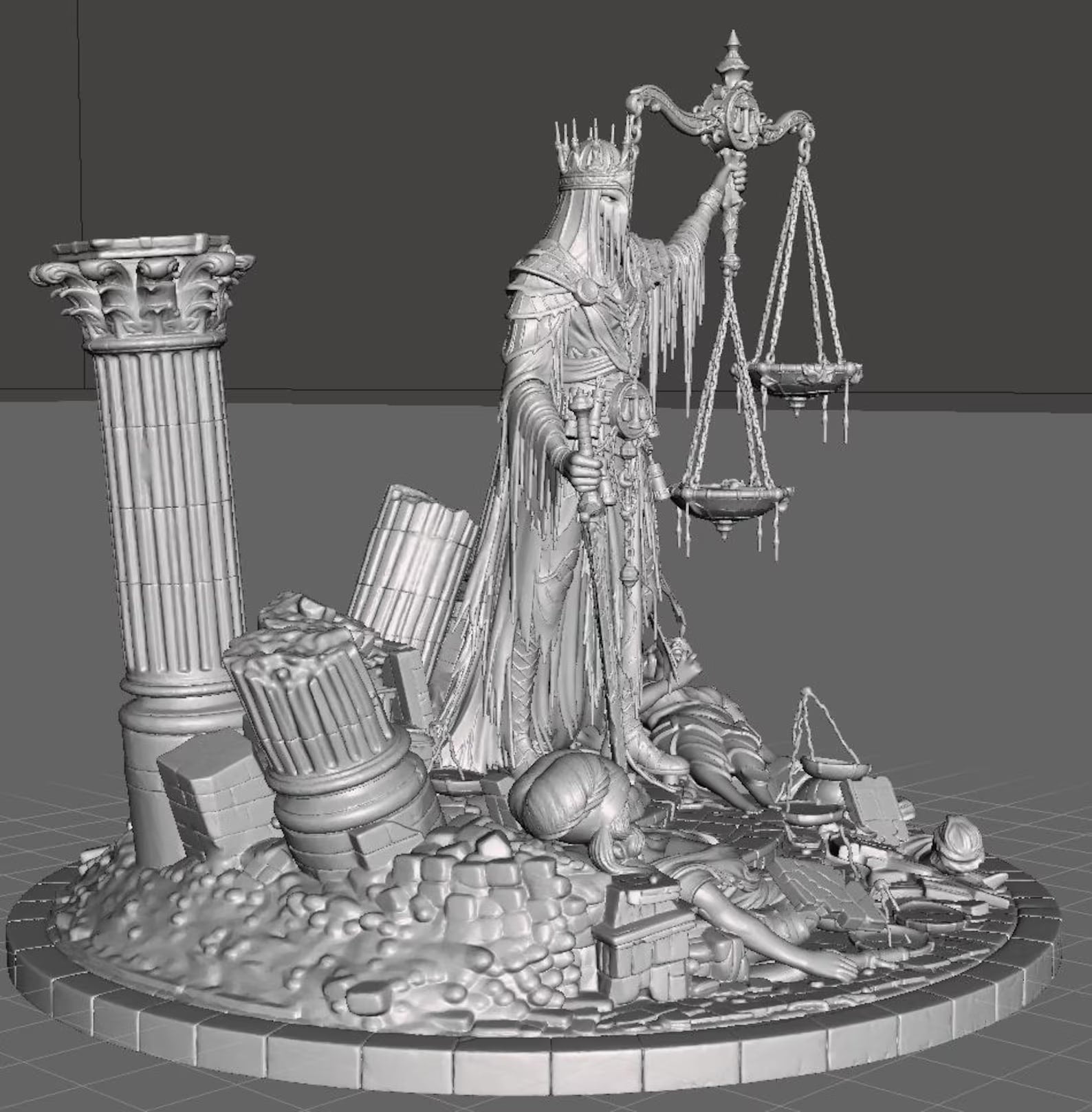 Last Judge - Vista laterale sinistra render 3D grigio