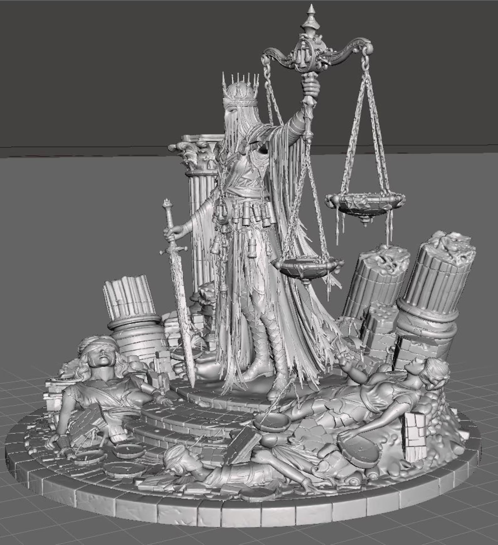 Last Judge - Vista posteriore render 3D grigio