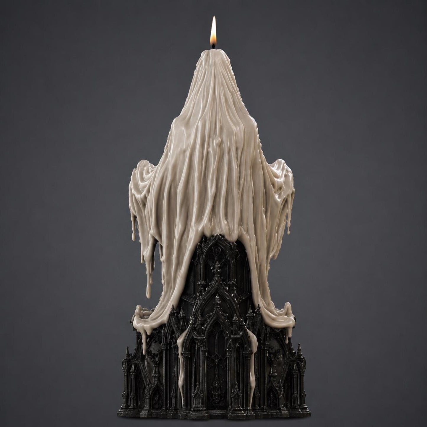 Ghost Candle - Vista posteriore con cera colante e cattedrale gotica