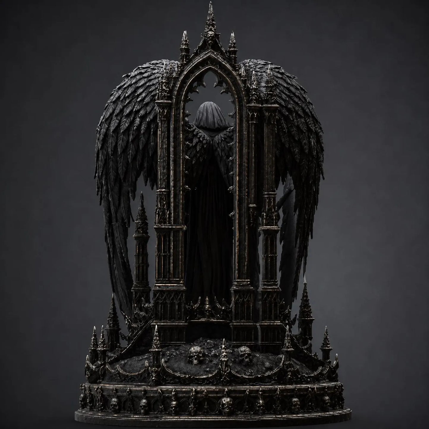 Angel of Death - Vista posteriore con cattedrale gotica e ali spiegate