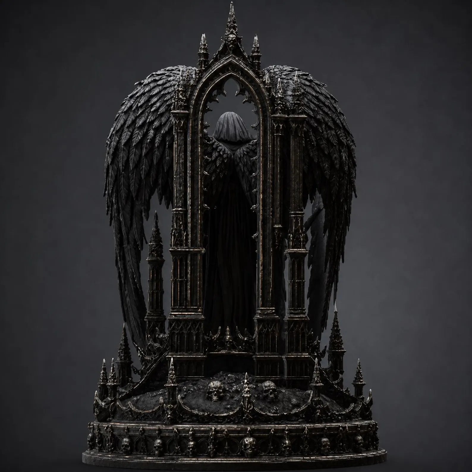 Angel of Death - Vista posteriore con cattedrale gotica e ali spiegate