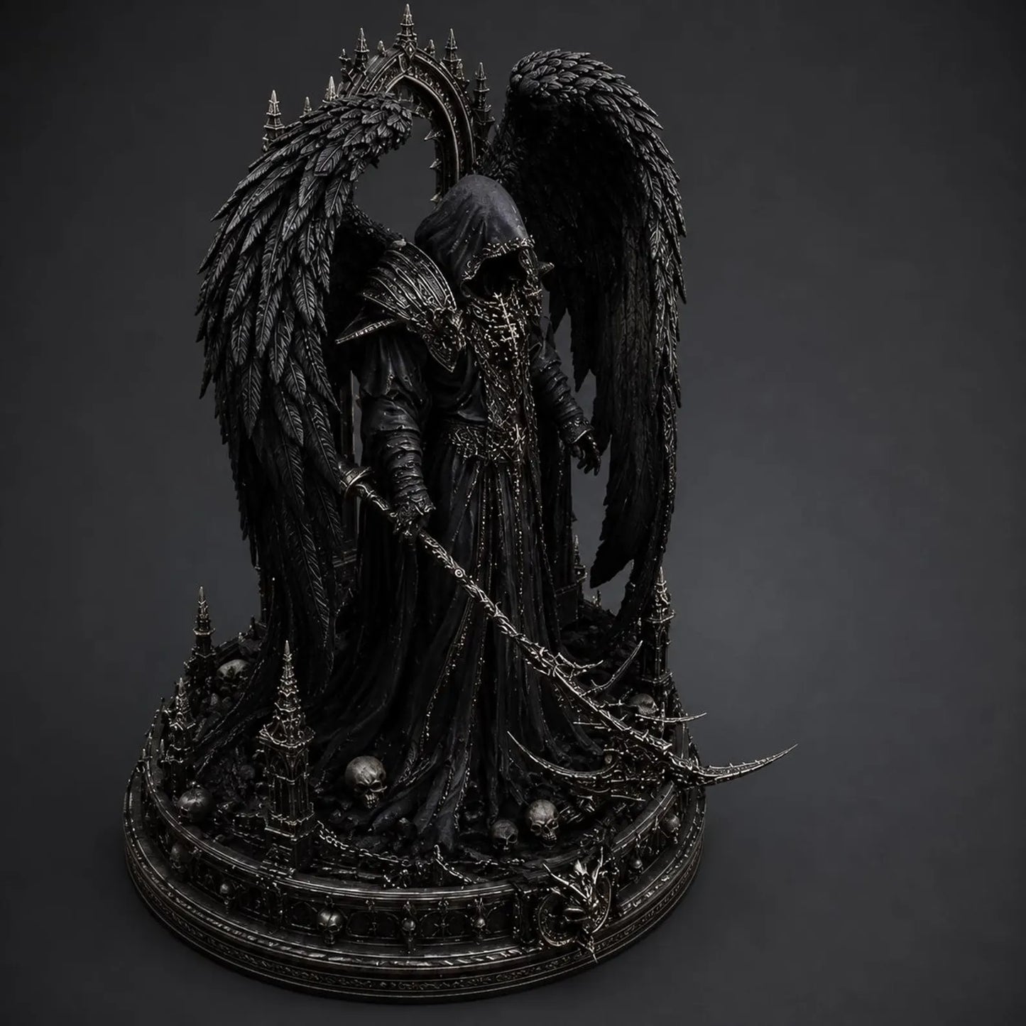 Angel of Death - Vista tre quarti sinistra con piedistallo gotico