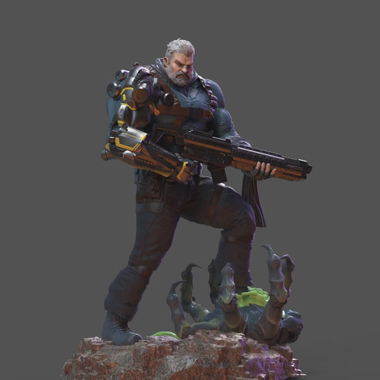Alien Killer statua fantascienza in resina poliuretanica da collezione dipinta a mano Video Hero Craft 3D
