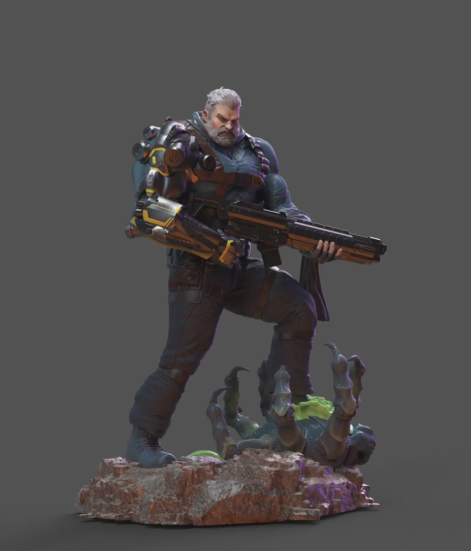 Alien Killer statua fantascienza in resina poliuretanica da collezione dipinta a mano Video Hero Craft 3D