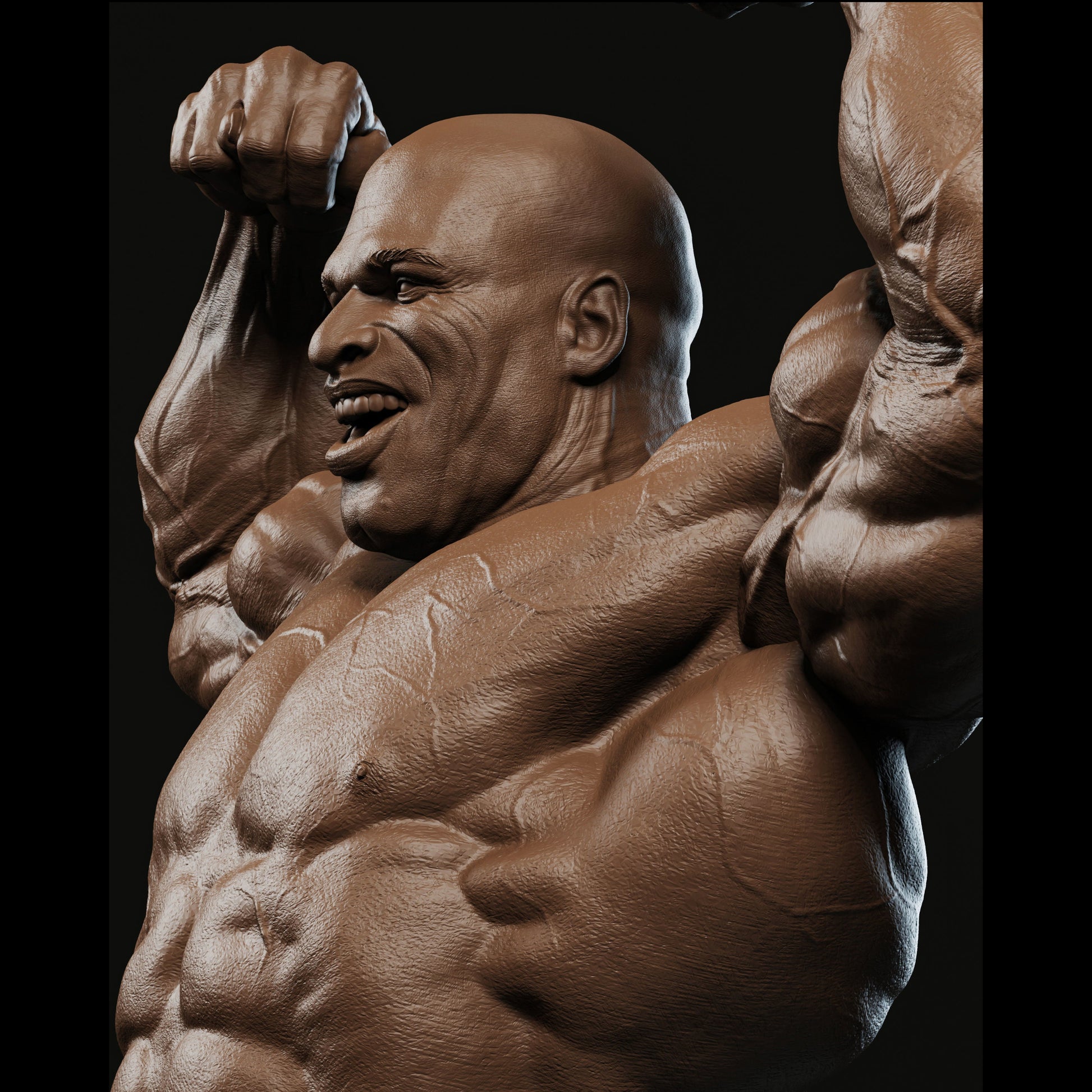 "Ronnie Coleman Bodybuilder handmade resin statue close up - Hero Craft 3D"