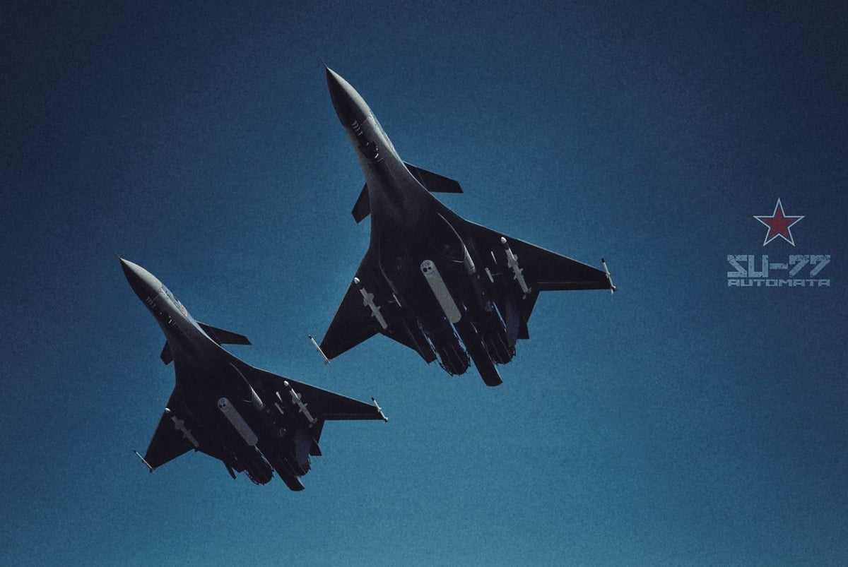 SU-77 Automata caccia futuristico russo in resina - render wireframe dettaglio fusoliera anteriore